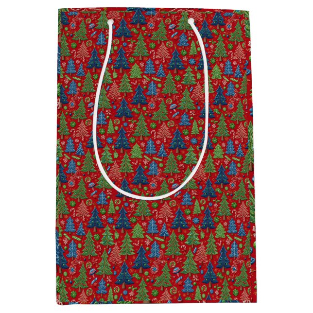 Bolsa De Regalo Mediana Árboles de Navidad (Anverso)