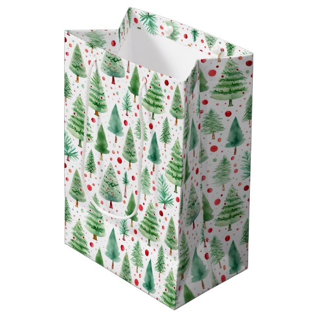 Bolsa De Regalo Mediana Árboles de Navidad (Angulo Anverso)