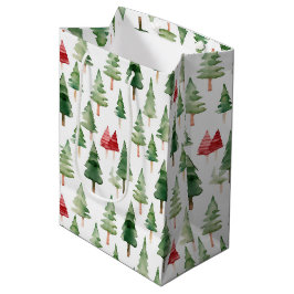Bolsa De Regalo Mediana Árboles de Navidad Verdes Rojos