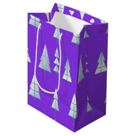 Bolsa De Regalo Mediana Árboles de Nieve Elegante Invierno