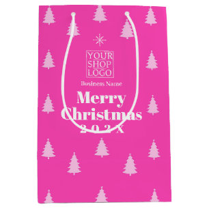 Bolsa De Regalo Mediana Árboles de temporada de Navidad Logotipo de negoci