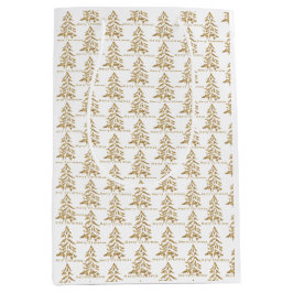 Bolsa De Regalo Mediana Árboles dorados Feliz Navidad