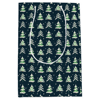 Bolsa De Regalo Mediana Árboles eververdes de nieve de invierno