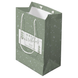 Bolsa De Regalo Mediana Árboles navideños modernos FELIZ guión de NAVIDAD