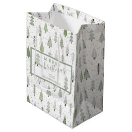 Bolsa De Regalo Mediana Árboles navideños modernos FERIÉNDOSE NAVIDAD Scri
