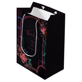 Bolsa De Regalo Mediana Arco de boda floral neón romántico resplandeciente