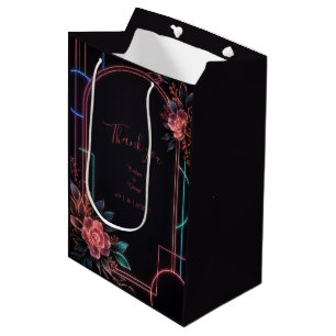 Bolsa De Regalo Mediana Arco de boda floral neón romántico resplandeciente
