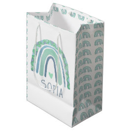 Bolsa De Regalo Mediana Arcoíris boho color verde menta y azul