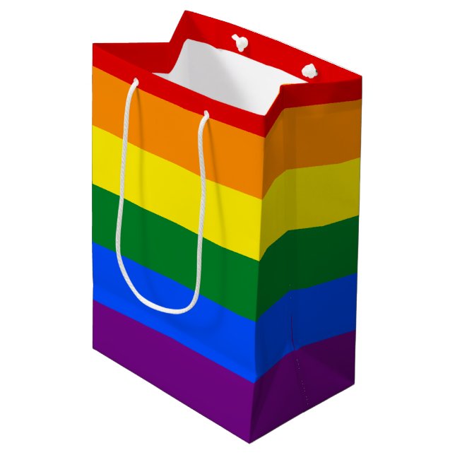 Bolsa De Regalo Mediana Arcoiris del Orgullo LGBT (Angulo Anverso)