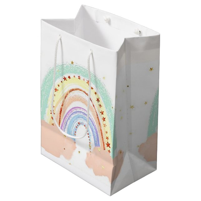 Bolsa De Regalo Mediana Arcoíris y estrellas  (Angulo Anverso)