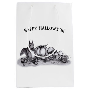 Bolsa De Regalo Mediana ardilla en otoño, ¡Feliz Halloween!