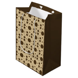 Bolsa De Regalo Mediana Arena Micro Floral Marrón Oscuro