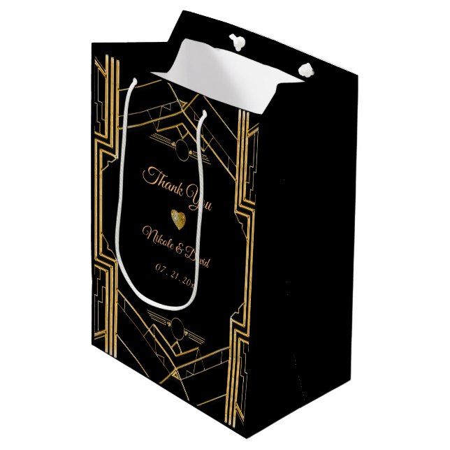 Bolsa De Regalo Mediana Art Deco Gatsby Boda Gracias (Angulo Anverso)