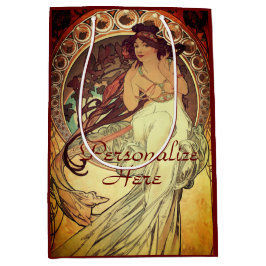 Bolsa De Regalo Mediana Art Nouveau Alphonse Mucha elegante mujer cosecha 
