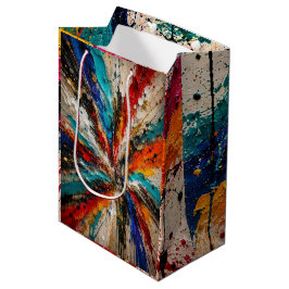 Bolsa De Regalo Mediana Arte abstracto colorido de salpicaduras de pintura