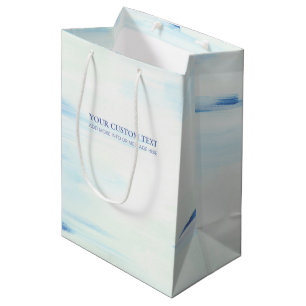 Bolsa De Regalo Mediana Arte abstracto del océano azul y menta con texto p