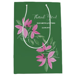 Bolsa De Regalo Mediana Arte acuarela de flores silvestres románticas rosa