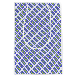 BOLSA DE REGALO MEDIANA ARTE AZUL ROYAL Y PURPLE PATRONADO