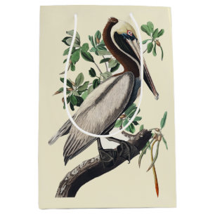 Bolsa De Regalo Mediana Arte de Ave Costera Vintage Audubon Pelícano Pardo