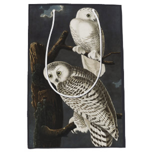 Bolsa De Regalo Mediana Arte de ave nocturna de búho de nieve vintage Audu