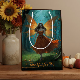 Bolsa De Regalo Mediana Arte de fantasía de acción de gracias de hada otoñ