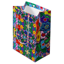 Bolsa De Regalo Mediana Arte de flores luminosas abstractas