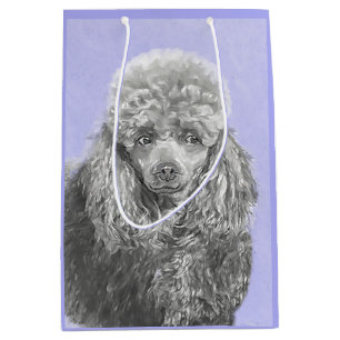 Bolsa De Regalo Mediana Arte de perro azul grisáceo de juguete en miniatur