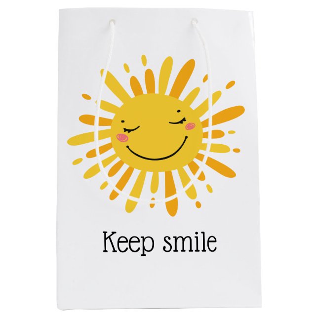 Bolsa De Regalo Mediana Arte de personalizado soleada sonriente (Anverso)