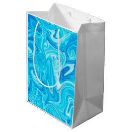 Bolsa De Regalo Mediana Arte de remolino de pintura azul colorido divertid