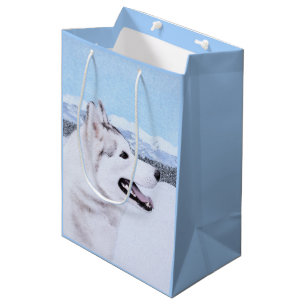 Bolsa De Regalo Mediana Arte del perro de la pintura del husky siberiano