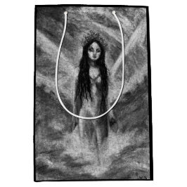 Bolsa De Regalo Mediana Arte negro y blanco del gótico oscuro del ángel de