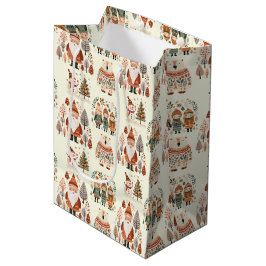 Bolsa De Regalo Mediana Arte Popular Escandinavo Fiesta Navideña