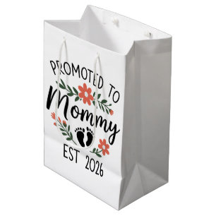 Bolsa De Regalo Mediana Ascendida a Mamá 2026 Divertido Primer Embarazo