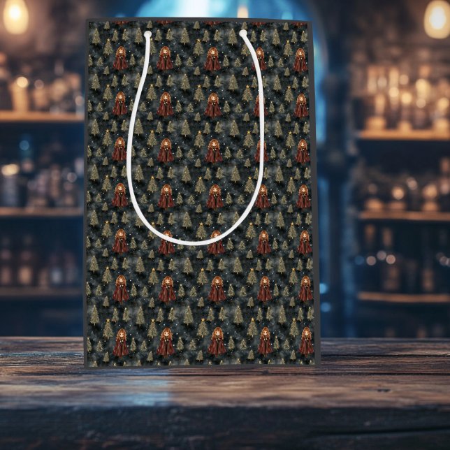 Bolsa De Regalo Mediana Asistente mágico Navidades escolares envolver pape (Wizardly Christmas Gift Bag)