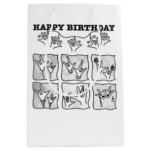 Bolsa De Regalo Mediana ASL ILY Obsesión - ¡Feliz Cumpleaños! 