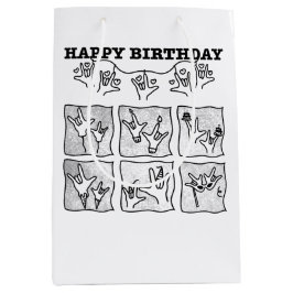 Bolsa De Regalo Mediana ASL ILY Obsession - Happy Birthday!