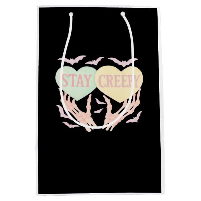 Bolsa De Regalo Mediana Asombroso - Mano De Esqueleto Sujetando Corazón Du (Anverso)