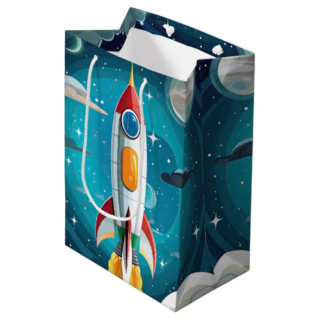 Bolsa De Regalo Mediana Astronauta Galaxy Astronauta Transbordador Espacia (Angulo Anverso)