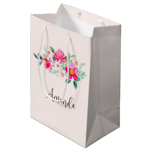 Bolsa De Regalo Mediana Atractivo Bouquet de flores rosadas de Bonito
