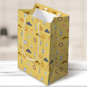 Bolsa De Regalo Mediana Atractivo patrón de Nueva York mostaza amarillo