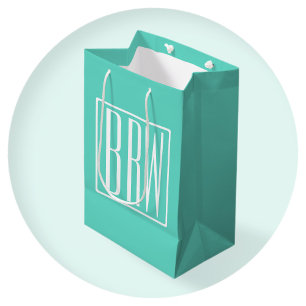 Bolsa De Regalo Mediana Audaz Monograma Moderno 3 Iniciales   Blanco En Aq