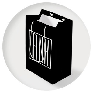 Bolsa De Regalo Mediana Audaz Monograma Moderno 3 Iniciales Blanco sobre