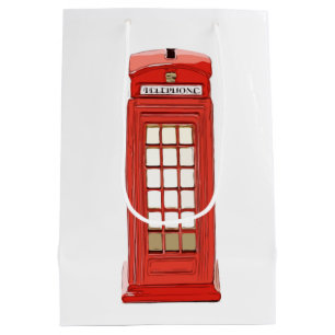 Bolsa De Regalo Mediana Autobús de dos pisos rojo de la cabina telefónic