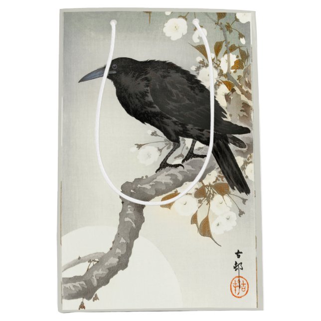 Bolsa De Regalo Mediana Ave japonesa Crow Raven Koson (Anverso)