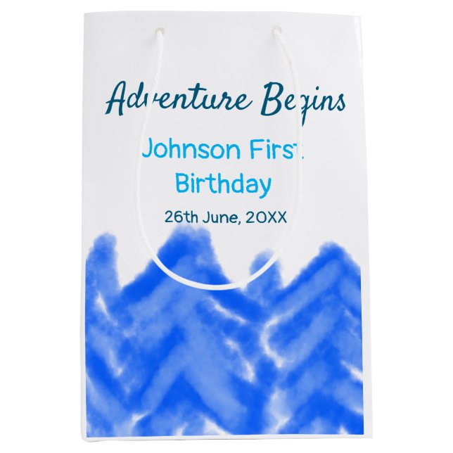 Bolsa De Regalo Mediana Aventura azul Aqua empieza la primera montaña de c (Anverso)