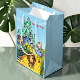 Bolsa De Regalo Mediana Aventura de cumpleaños de la carretera de ladrillo