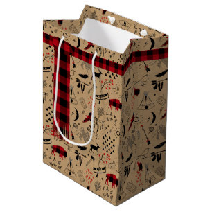 Bolsa De Regalo Mediana Aventuras de búfalo en rojo humedal/ Kraft ID599