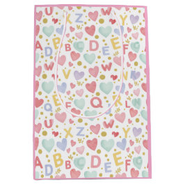 Bolsa De Regalo Mediana Aventuras del alfabeto: Corazones de acuarela y di