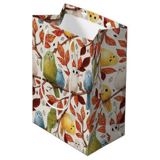Bolsa De Regalo Mediana Aves divertidas (Madera de primavera)