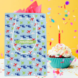 Bolsa De Regalo Mediana Aviador de avión y nubes de color